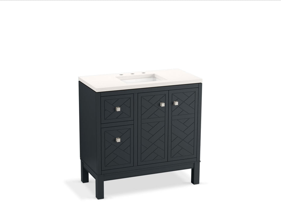 KOHLER K-33531-ASB Beauxline 36" bathroom vanity cabinet with sink and quartz top