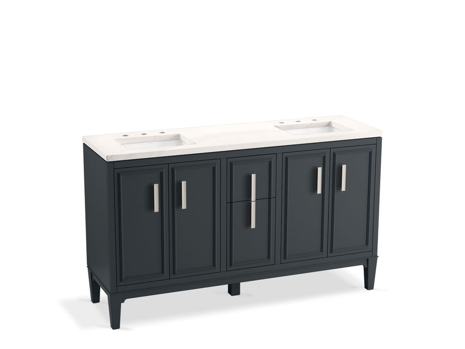 KOHLER K-33547-ASB Southerk 60" bathroom vanity cabinet with sinks and quartz top