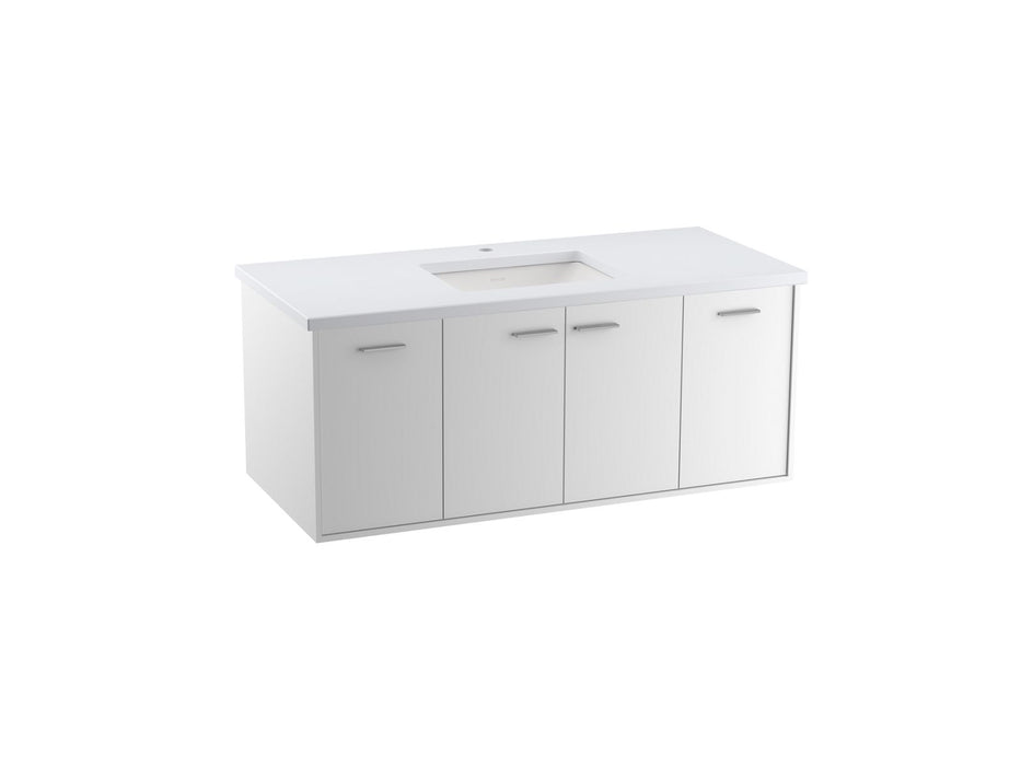 KOHLER Jute 48" wall-hung bathroom vanity cabinet with sink and quartz top