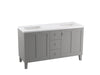 KOHLER Poplin 60" bathroom vanity cabinet with sinks and quartz top