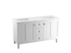 KOHLER Poplin 60" bathroom vanity cabinet with sinks and quartz top