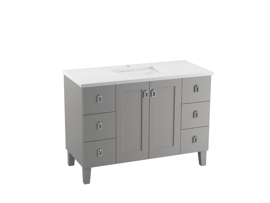 KOHLER Poplin 48" bathroom vanity cabinet with sink and quartz top