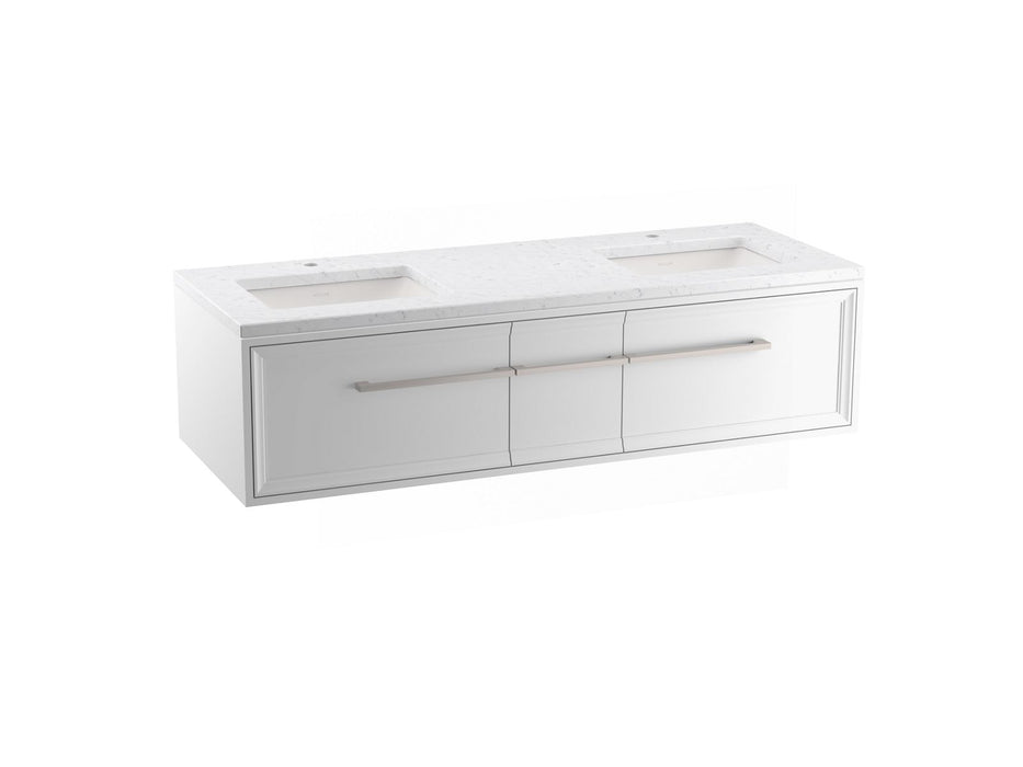 KOHLER Lodern 60" wall-hung bathroom vanity cabinet with sinks and quartz top