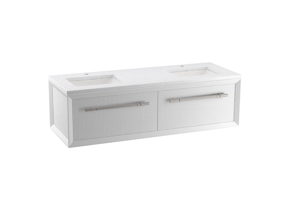KOHLER Enivo 60" wall-hung bathroom vanity cabinet with sinks and quartz top