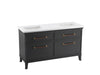 KOHLER Artifacts™ 60" bathroom vanity cabinet with sinks and quartz top