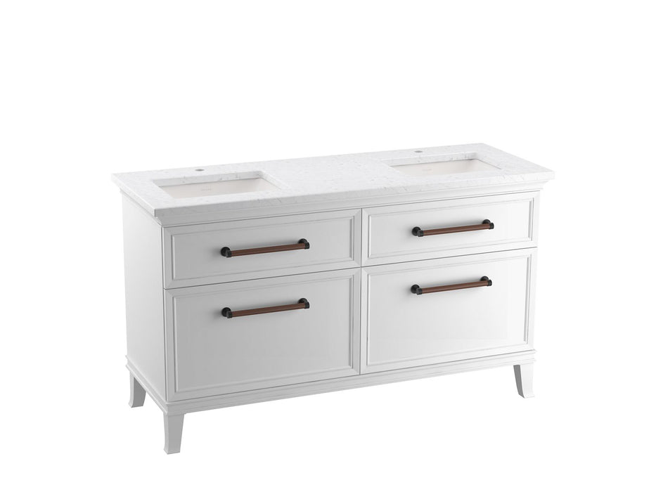 KOHLER Artifacts™ 60" bathroom vanity cabinet with sinks and quartz top