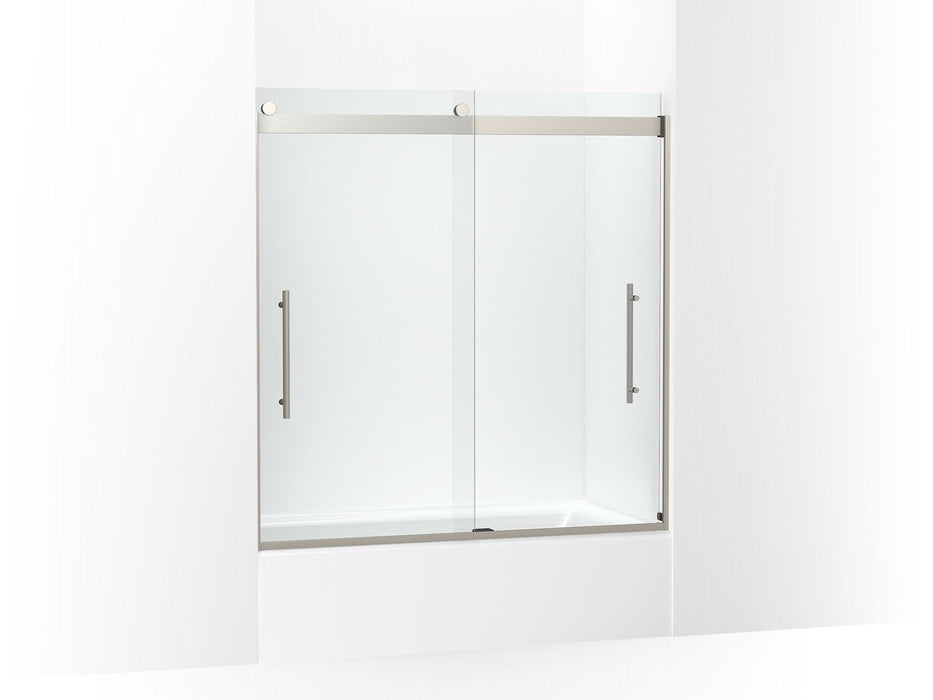 KOHLER K-702419-L Levity Plus Frameless sliding bath door, 61-9/16" H x 56-5/8 - 59-5/8" W, with 5/16"-thick Crystal Clear glass