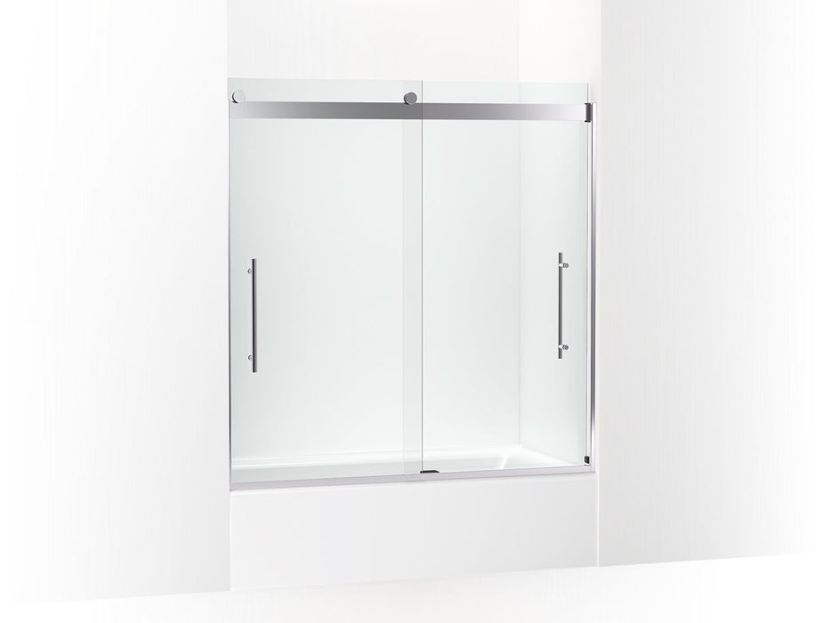 KOHLER K-702419-L Levity Plus Frameless sliding bath door, 61-9/16" H x 56-5/8 - 59-5/8" W, with 5/16"-thick Crystal Clear glass