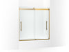 KOHLER K-702419-L Levity Plus Frameless sliding bath door, 61-9/16" H x 56-5/8 - 59-5/8" W, with 5/16"-thick Crystal Clear glass