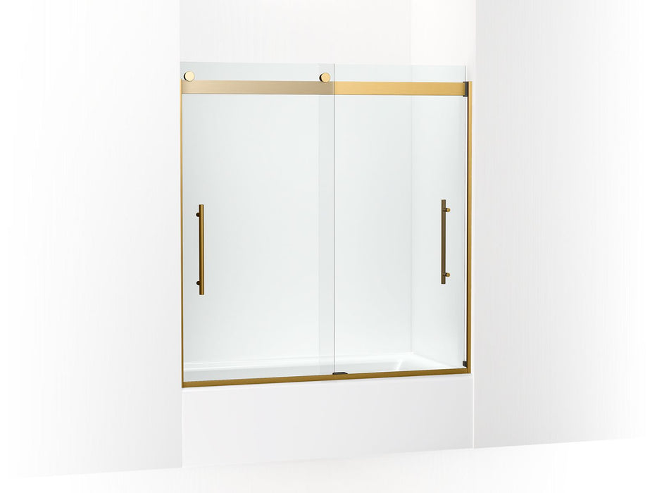 KOHLER K-702419-L Levity Plus Frameless sliding bath door, 61-9/16" H x 56-5/8 - 59-5/8" W, with 5/16"-thick Crystal Clear glass