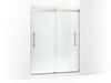 KOHLER K-702423-L Levity Plus Frameless sliding shower door, 77-9/16" H x 56-5/8 - 59-5/8" W, with 5/16"-thick Crystal Clear glass