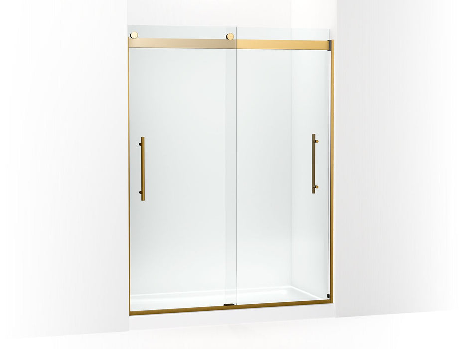 KOHLER K-702423-L Levity Plus Frameless sliding shower door, 77-9/16" H x 56-5/8 - 59-5/8" W, with 5/16"-thick Crystal Clear glass
