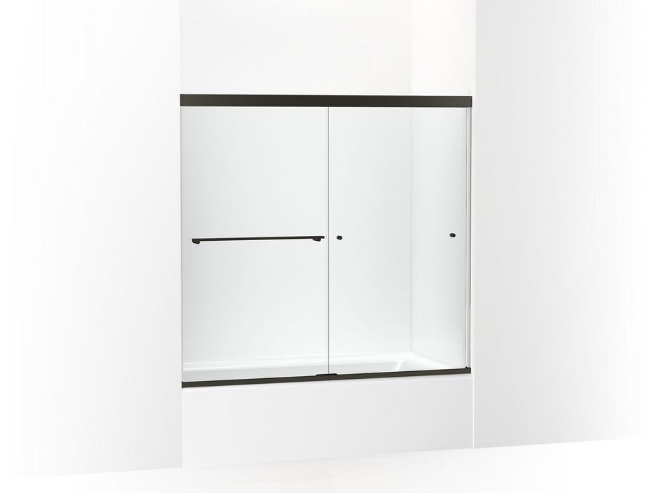 KOHLER K-707001-L Revel Sliding bath door, 55-1/2" H x 56-5/8 - 59-5/8" W, with 5/16" thick Crystal Clear glass