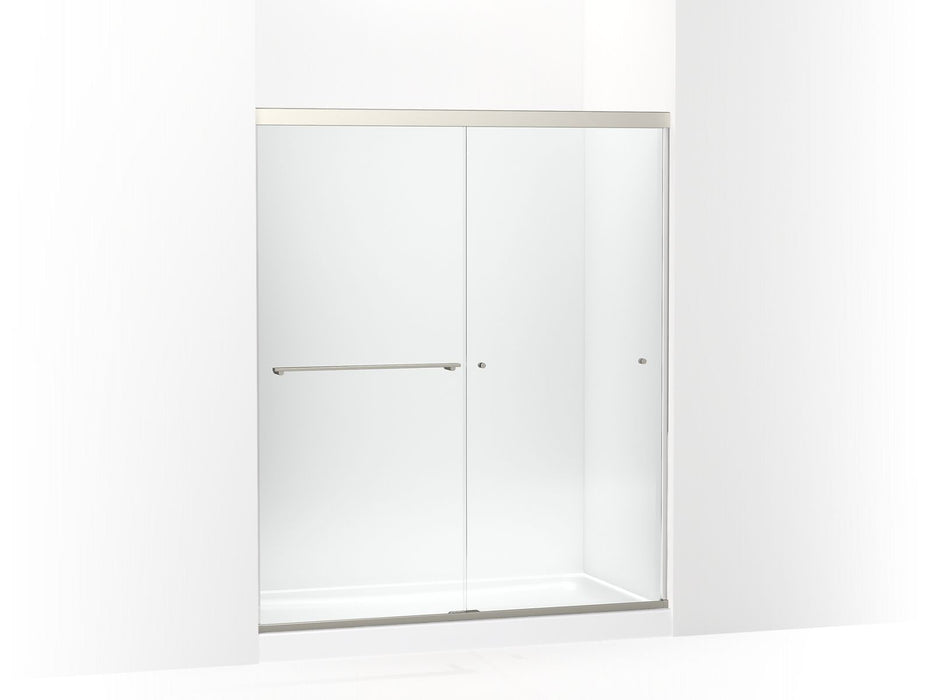 KOHLER Revel Sliding shower door, 70" H x 56-5/8 - 59-5/8" W, with 5/16" thick Crystal Clear glass