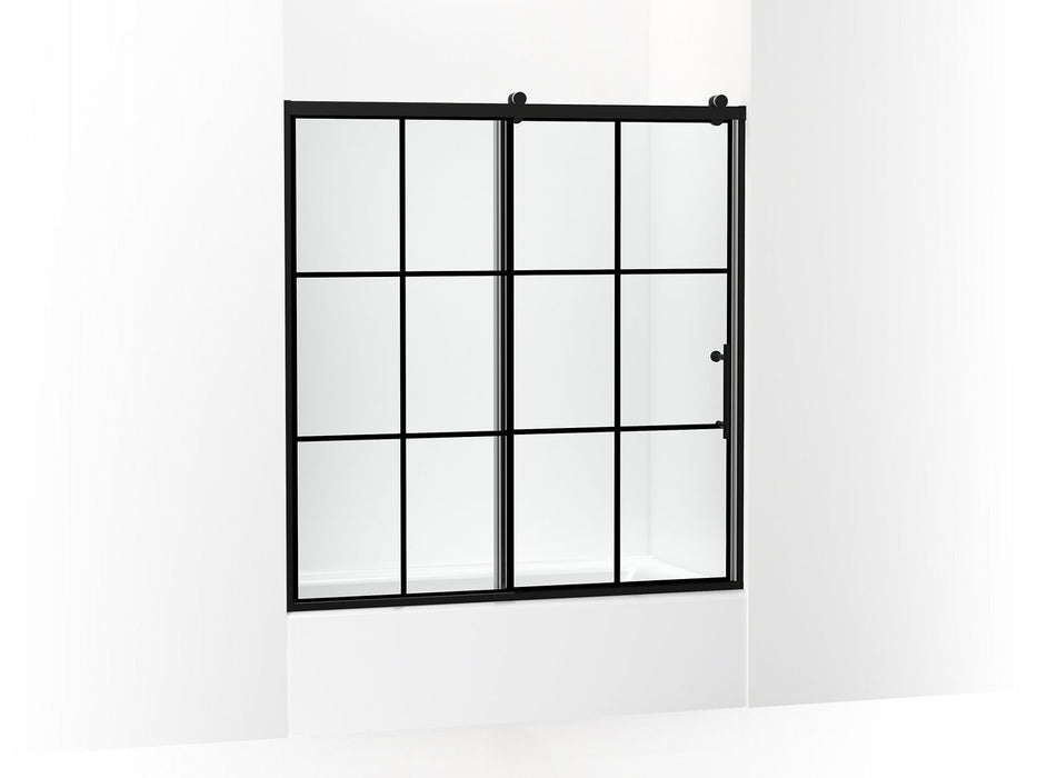 KOHLER Rely 62-1/2" H sliding bath door with 3/8"-thick glass