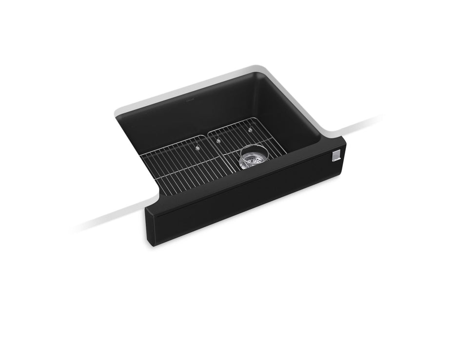 KOHLER K-25785 Cairn 29-3/4" undermount single-bowl farmhouse kitchen sink with short apron