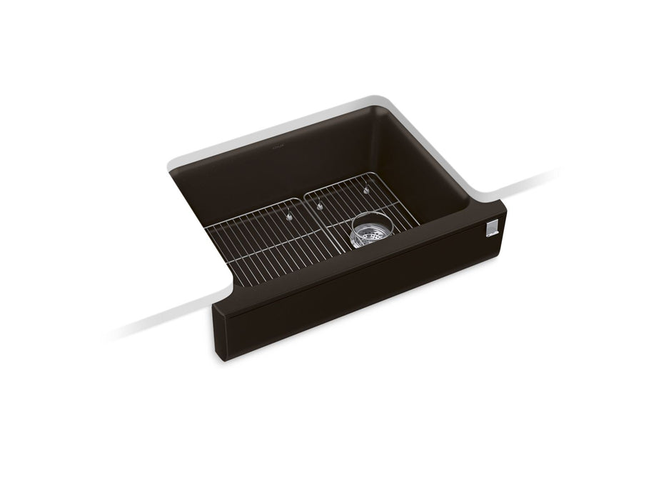 KOHLER K-25785 Cairn 29-3/4" undermount single-bowl farmhouse kitchen sink with short apron