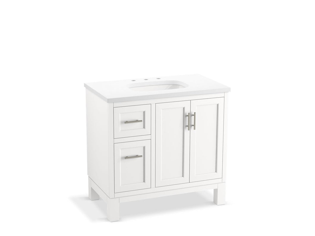 KOHLER K-31244-ASB Quo 36" bathroom vanity cabinet with sink and quartz top