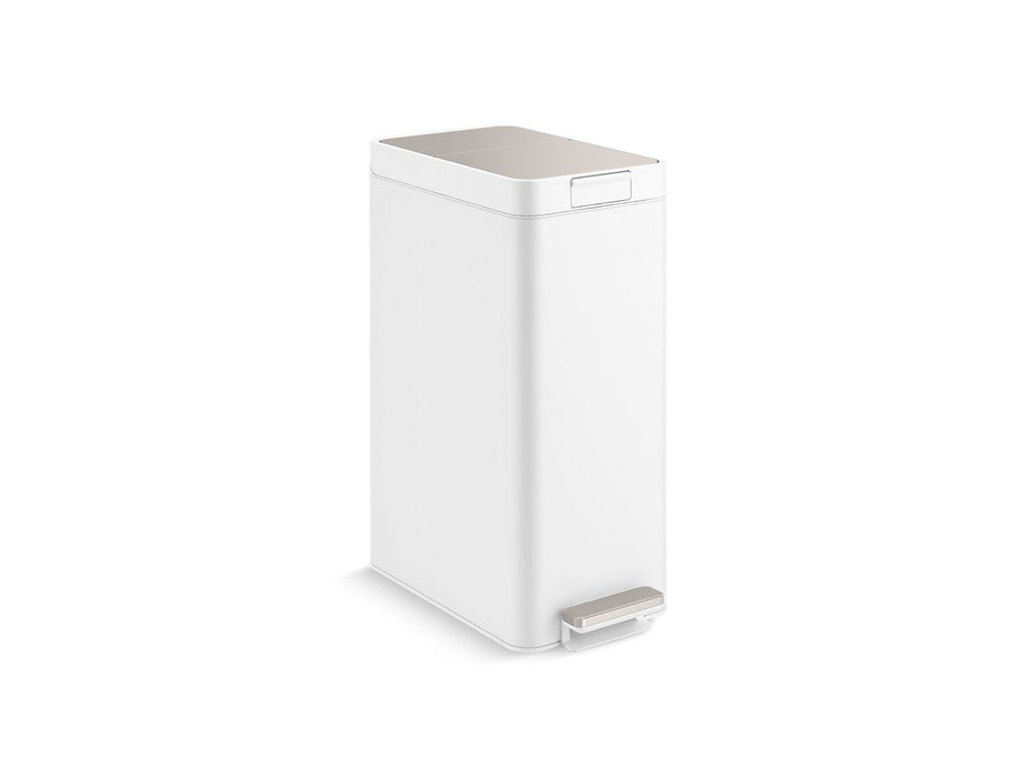 KOHLER K-23826 13-gallon stainless steel slim step trash can with bifold lid