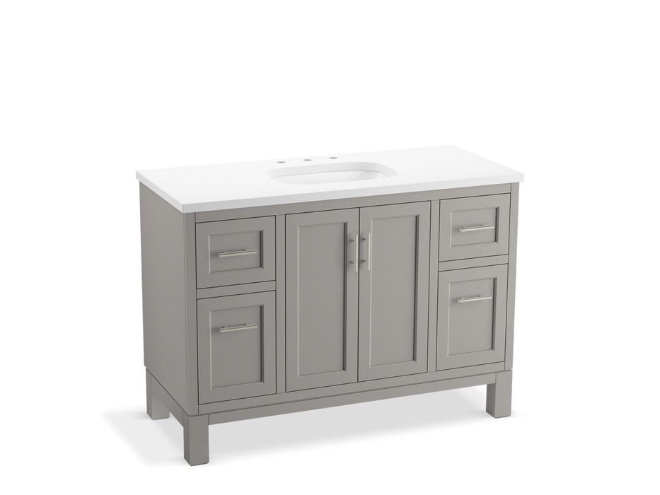 KOHLER K-28383-ASB Quo 48" bathroom vanity cabinet with sink and quartz top