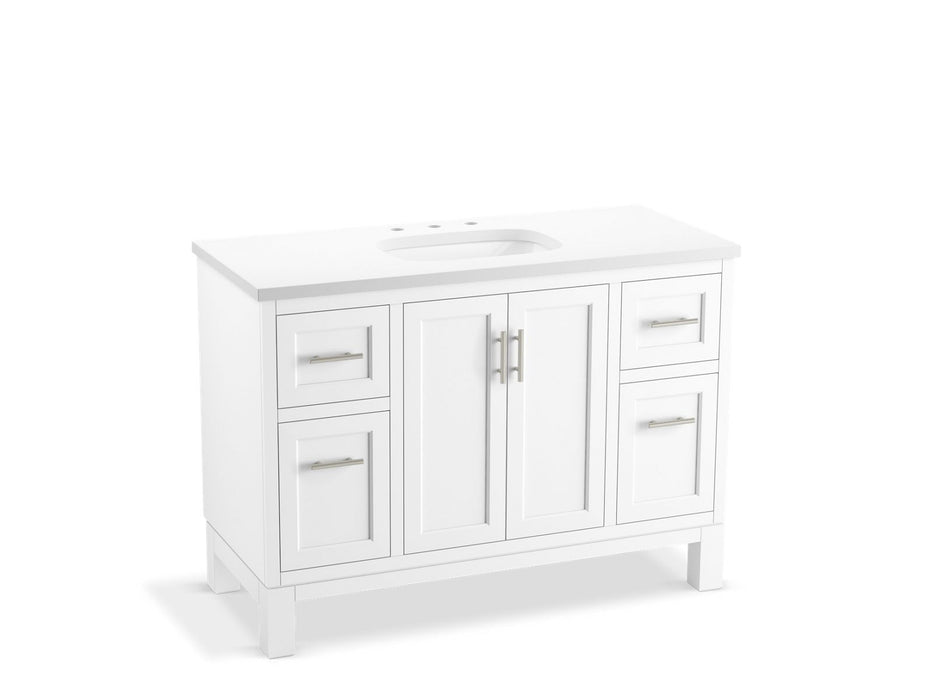 KOHLER K-28383-ASB Quo 48" bathroom vanity cabinet with sink and quartz top