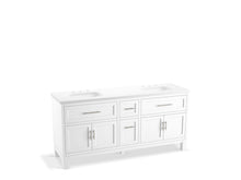 Load image into Gallery viewer, KOHLER K-31247-ASB Quo 72&amp;quot; bathroom vanity cabinet with sinks and quartz top
