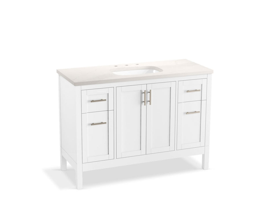 KOHLER K-39606-ASB Hadron 48" bathroom vanity cabinet with sink and quartz top