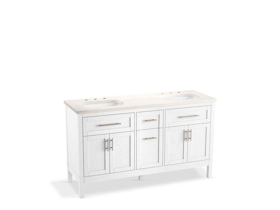 KOHLER K-39607-ASB Hadron 60" bathroom vanity cabinet with sinks and quartz top
