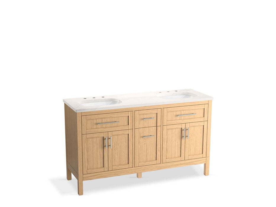KOHLER K-39607-ASB Hadron 60" bathroom vanity cabinet with sinks and quartz top