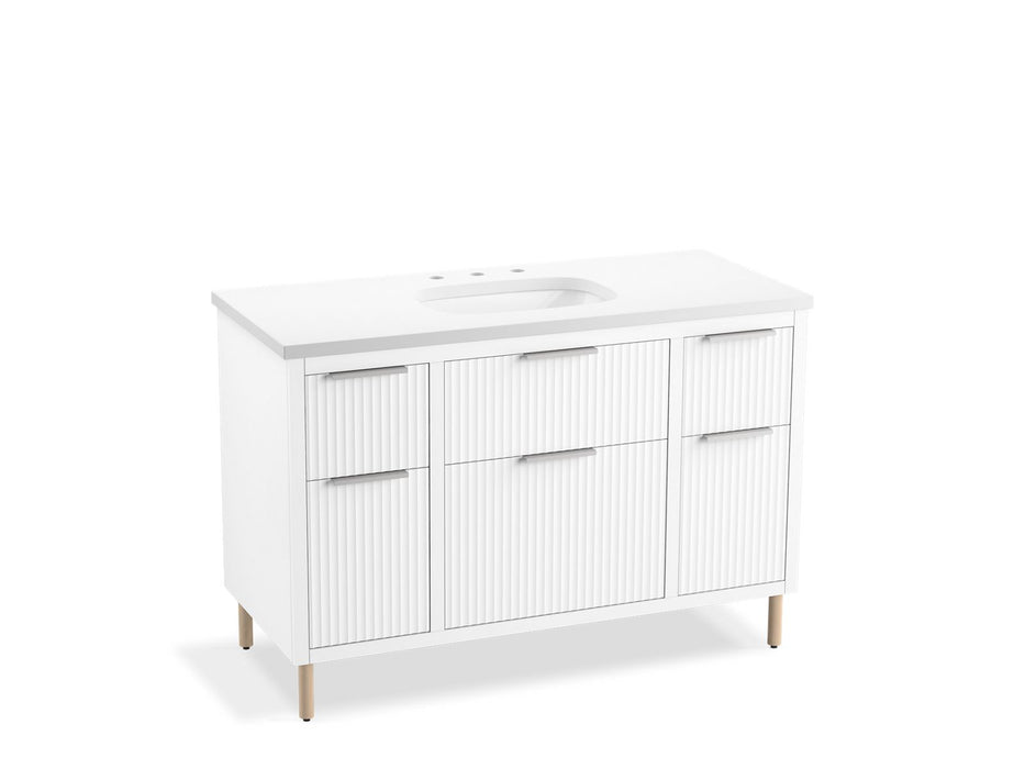 KOHLER K-32172-ASB Spacity 48" wall-hung bathroom vanity cabinet with sink and quartz top