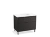 KOHLER K-32171-ASB Spacity 36" wall-hung bathroom vanity cabinet with sink and quartz top