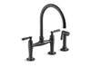 KOHLER K-28356 Edalyn by Studio McGee Two-hole bridge kitchen sink faucet with side sprayer