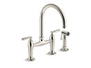 KOHLER K-28356 Edalyn by Studio McGee Two-hole bridge kitchen sink faucet with side sprayer