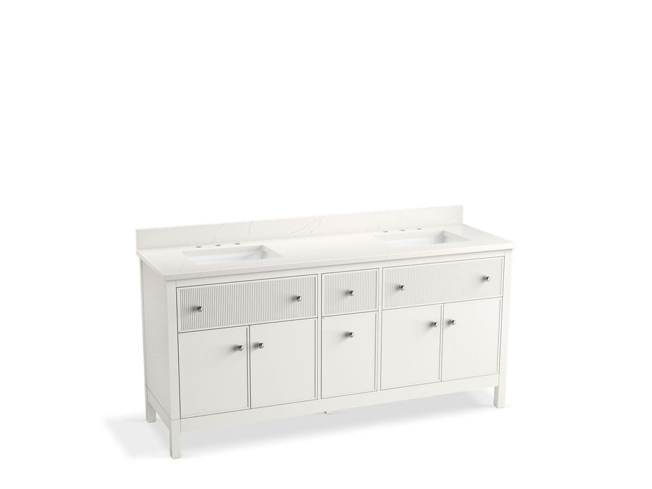 KOHLER K-35023 Malin by Studio McGee 72" bathroom vanity cabinet with sinks and quartz top