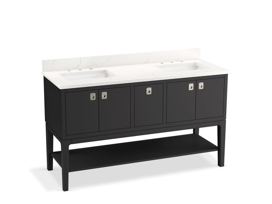 KOHLER K-35028 Seagrove by Studio McGee 60" bathroom vanity cabinet with sinks and quartz top
