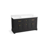 KOHLER K-29263-BD1 Charlemont 60" bathroom vanity cabinet with sinks and quartz top