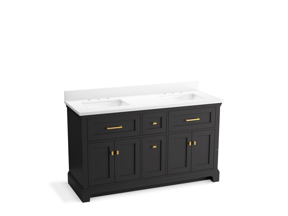 KOHLER K-29263-BD1 Charlemont 60" bathroom vanity cabinet with sinks and quartz top