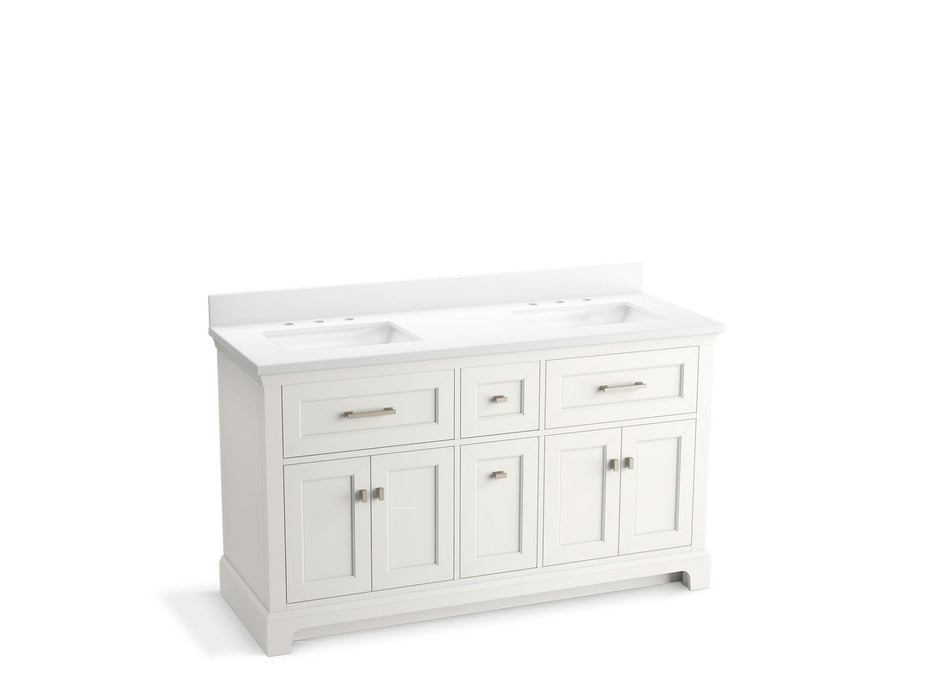KOHLER K-29263-BD1 Charlemont 60" bathroom vanity cabinet with sinks and quartz top