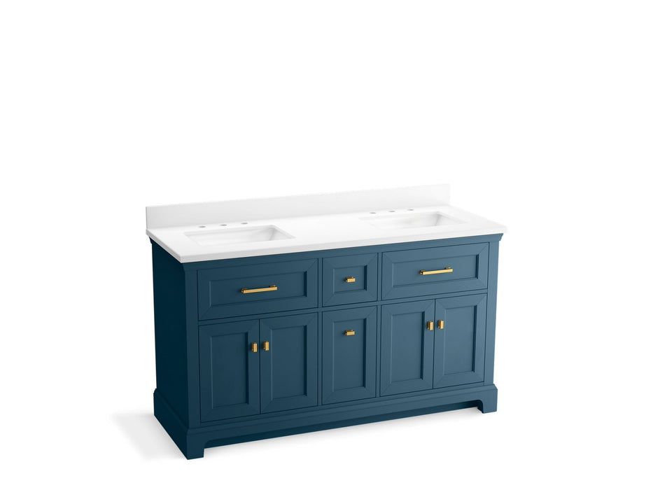 KOHLER K-29263-BD1 Charlemont 60" bathroom vanity cabinet with sinks and quartz top