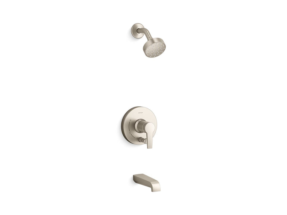 KOHLER Pitch Rite-Temp bath and shower trim kit with push-button diverter and lever handle, 2.5 gpm