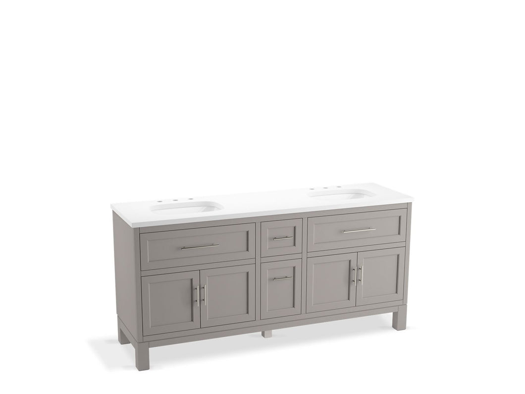 KOHLER K-31247-ASB Quo 72" bathroom vanity cabinet with sinks and quartz top