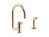 KOHLER Components Single-handle kitchen sink faucet with two-function extended-reach spout and side sprayer