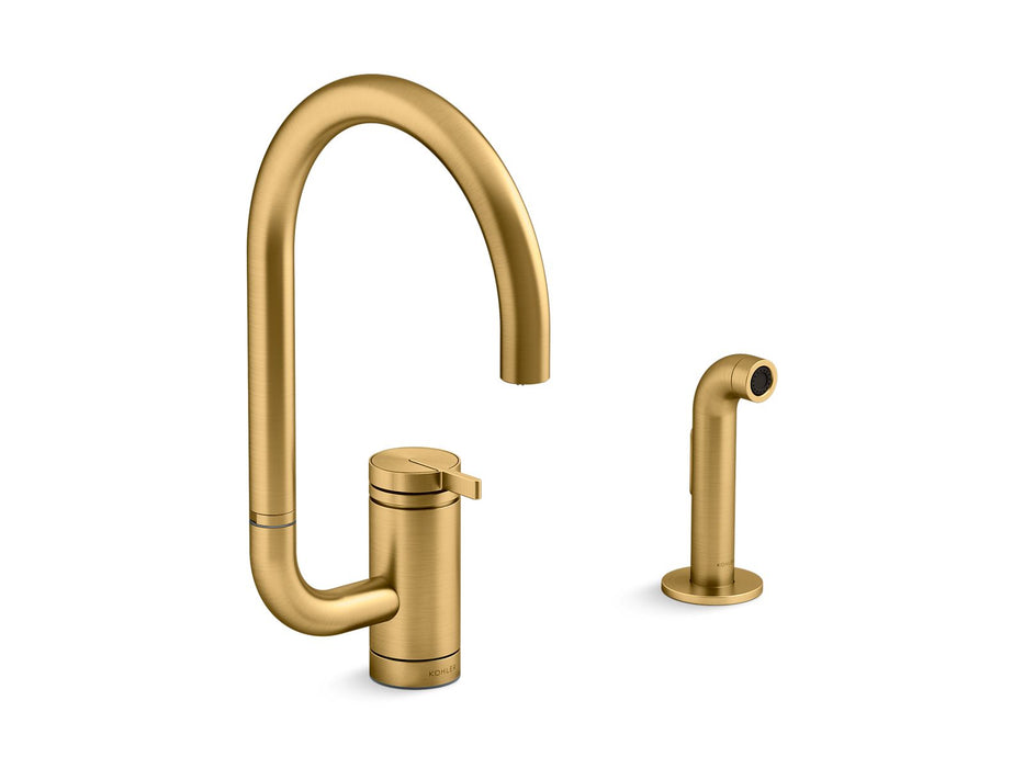 KOHLER Components Single-handle kitchen sink faucet with two-function extended-reach spout and side sprayer