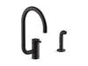 KOHLER Components Single-handle kitchen sink faucet with two-function extended-reach spout and side sprayer