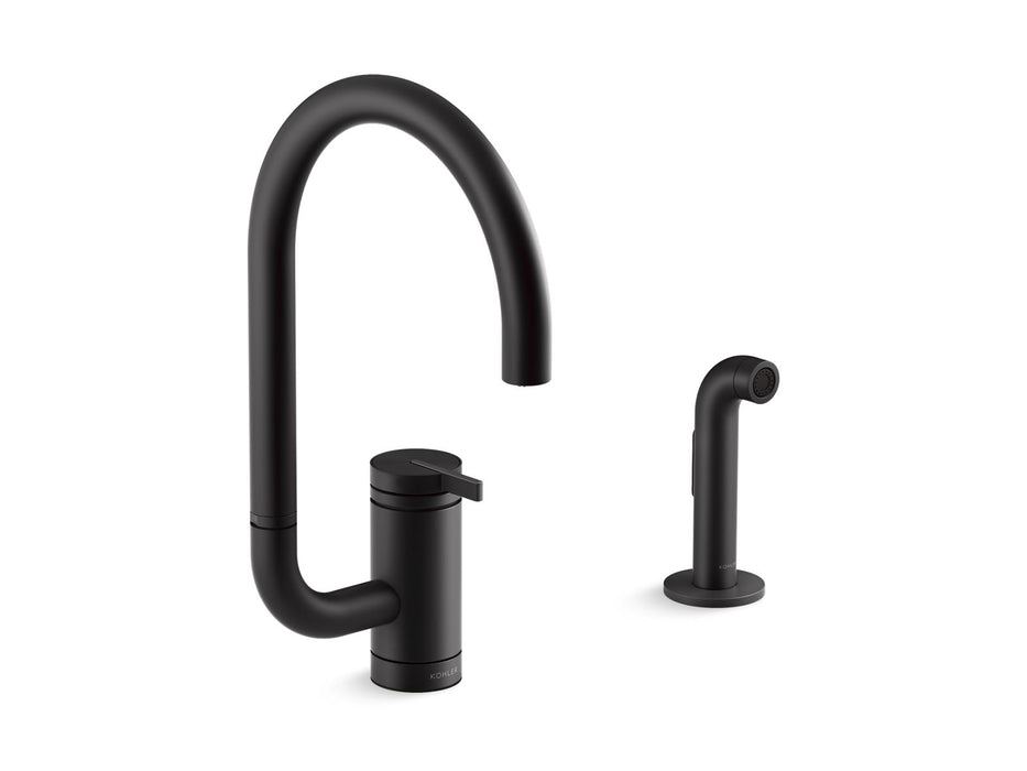 KOHLER Components Single-handle kitchen sink faucet with two-function extended-reach spout and side sprayer