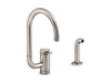 KOHLER Components Single-handle kitchen sink faucet with two-function extended-reach spout and side sprayer