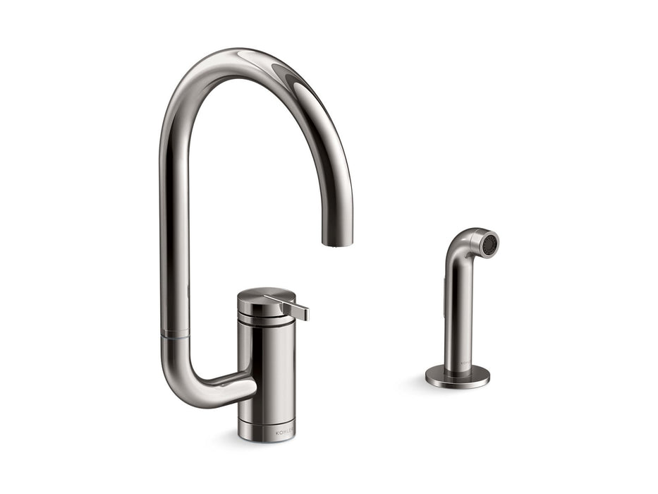 KOHLER Components Single-handle kitchen sink faucet with two-function extended-reach spout and side sprayer