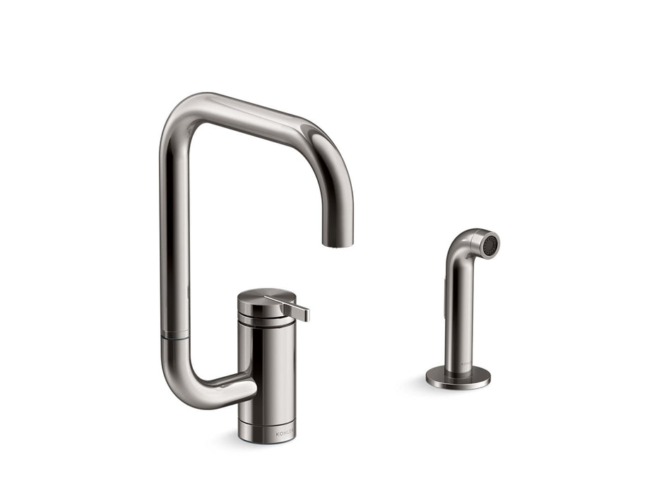 KOHLER K-28274 Components Single-handle kitchen sink faucet with two-function extended-reach spout and side sprayer