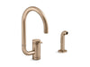 KOHLER Components Single-handle kitchen sink faucet with two-function extended-reach spout and side sprayer