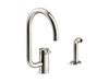 KOHLER Components Single-handle kitchen sink faucet with two-function extended-reach spout and side sprayer